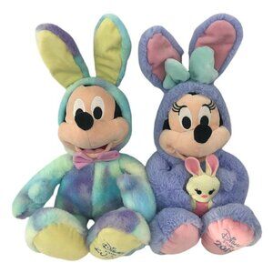 Disney Mickey Minnie Mouse Easter Bunny Rabbit Tie Dye Suit Stuffed Animal Plush